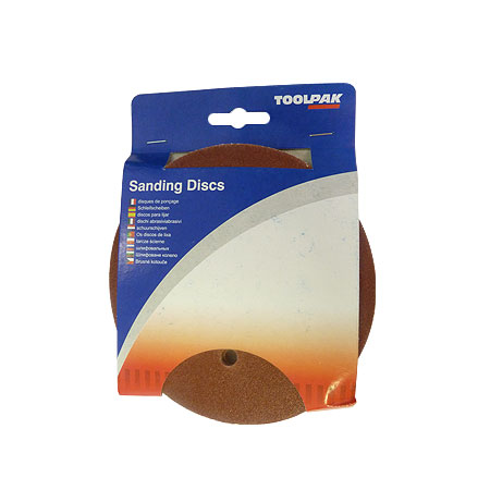 Sanding Disc 150mm 40 Grit 6 Hole Pack of 10 Toolpak 